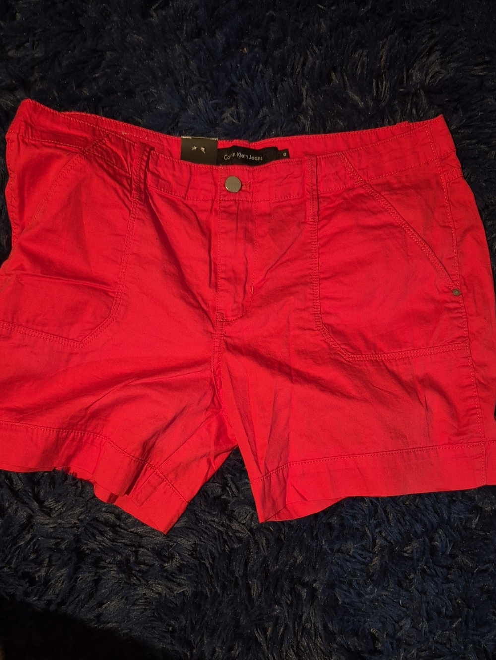 Calvin Klein Women’s Bright Red Flat Front Cotton Shorts